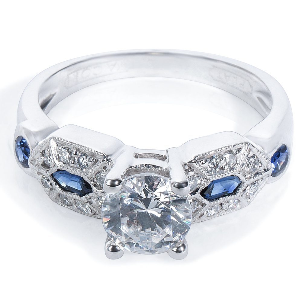 Tacori Diamond & Sapphire Engagement Ring Setting in Platinum (1/3 CTW)